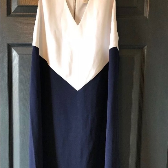 NWT $265 Alice + Olivia Maya Dress Navy White Sz L - Picture 2 of 8
